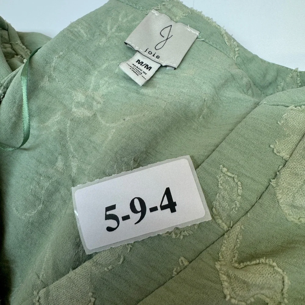 Joie Dress Womens Medium Green Floral Jacquard Boho Cottagecore
